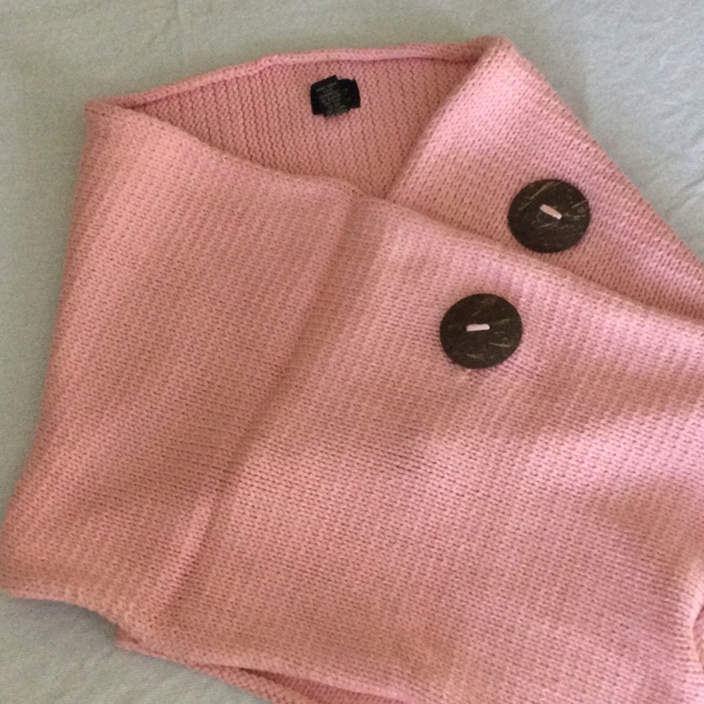 Pink Knit Women's Sweater with Button Accents